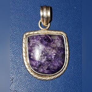 Sterling Silver & Charoite Purple Stone Pendant Necklace - Women's Jewelry